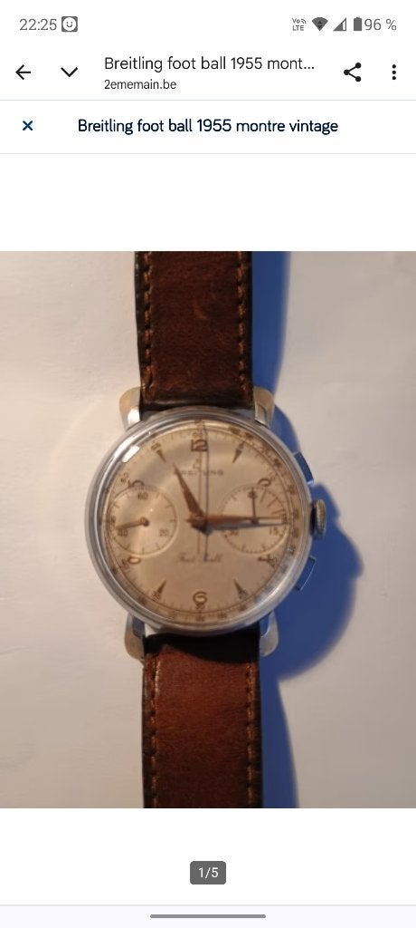 Breitling voetbal 1955 Chronograaf, Ophalen, Staal, Met bandje, Breitling