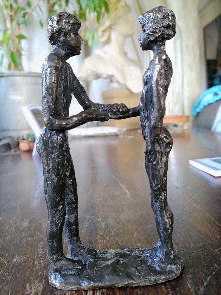 Astrid Velduyzen-Koppen bronzen beeld beeldje De Ontmoeting, Ophalen of Verzenden