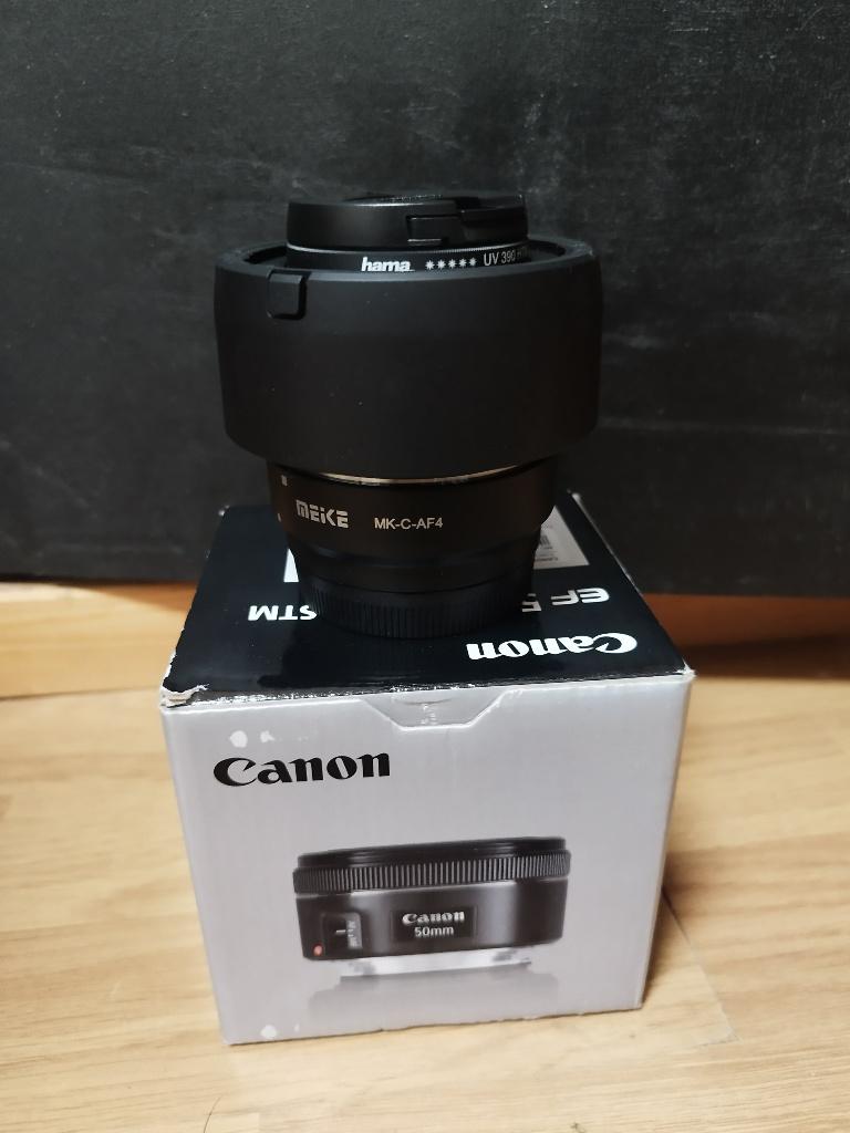Canon EF 50mm f/1.8 STM + ES68 Lenskap, Ophalen of Verzenden, Nieuw