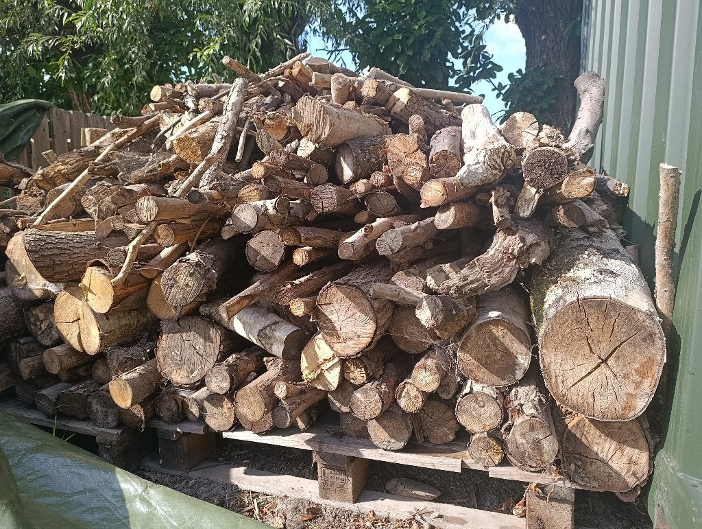 Droog Wilgen hout (2j) - ongeveer 3kuub, Tuin en Terras, 3 tot 6 m³, Ophalen, Overige houtsoorten, Stammen