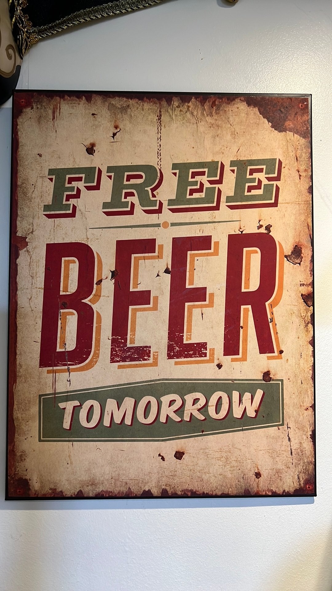 Metalen Free Beer plaat om aan de muur te bevestigen, Ophalen, Zo goed als nieuw