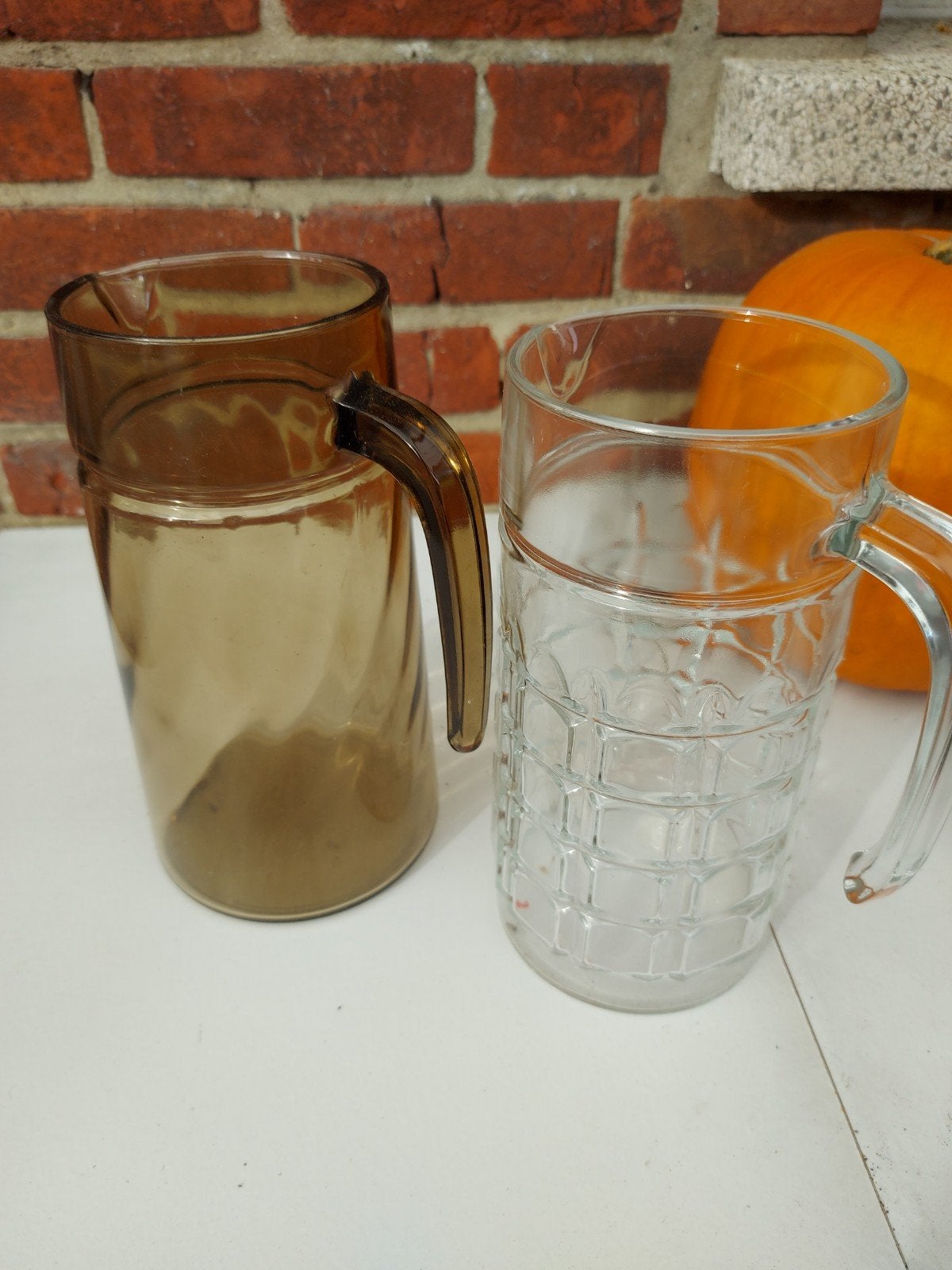 2 vintage glazen kannen, Ophalen of Verzenden