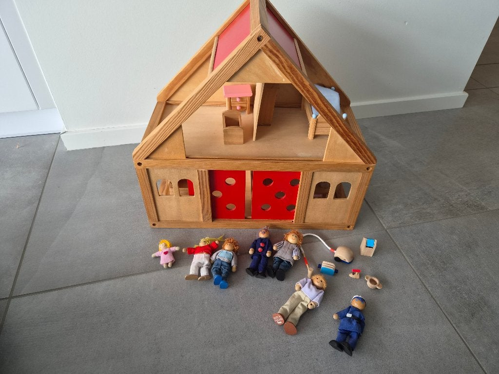 Vintage Houten poppenhuisje, Kinderen en Baby's, Ophalen, Gebruikt, Poppenhuis