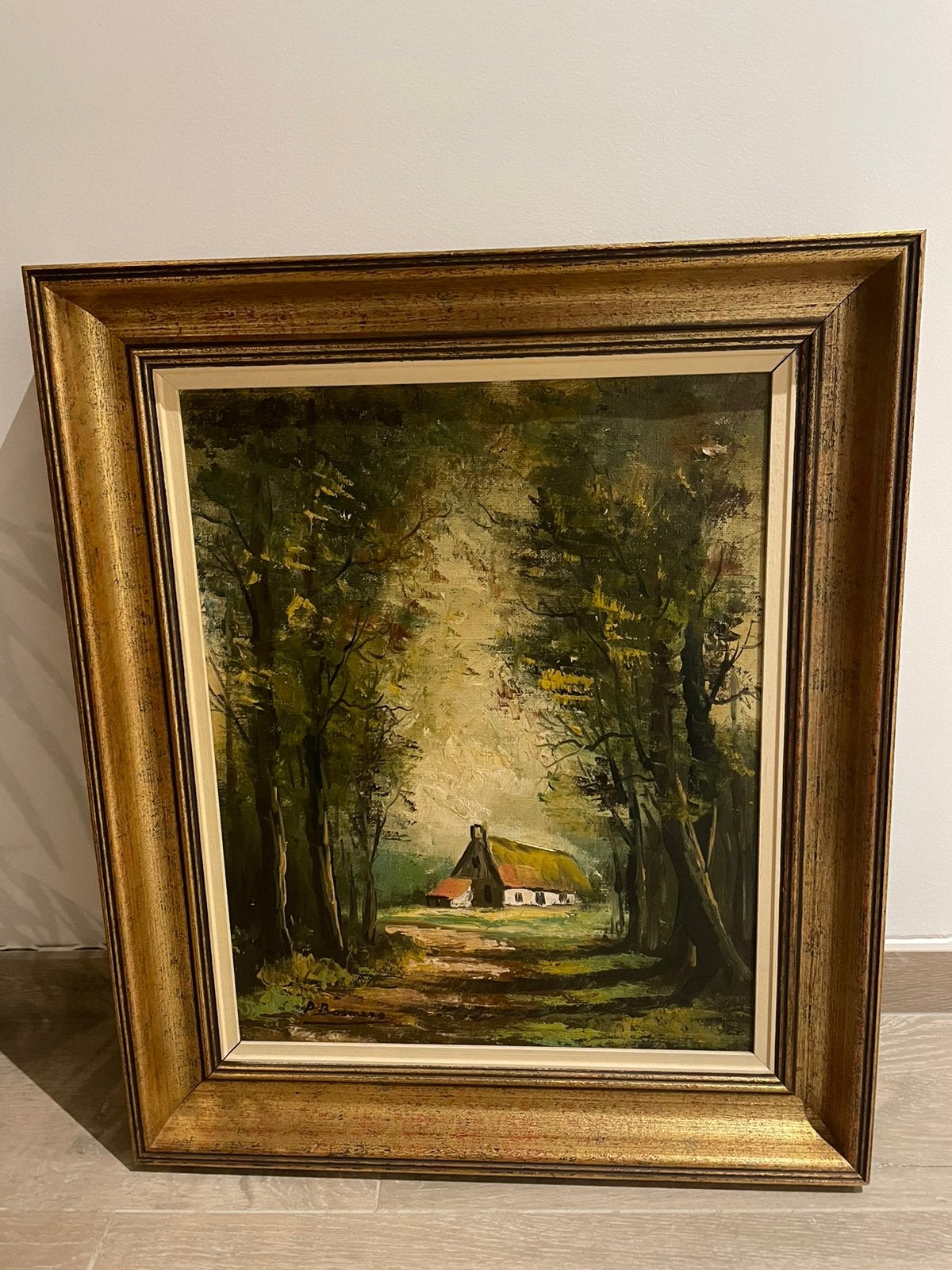 Olieverf schilderij P Bosmans, Antiquités & Art, Peint à la main, Peinture à l'huile, Paysage, Enlèvement