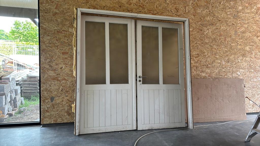 Houten deur met kader, Tuin en Terras, Ophalen, Gebruikt