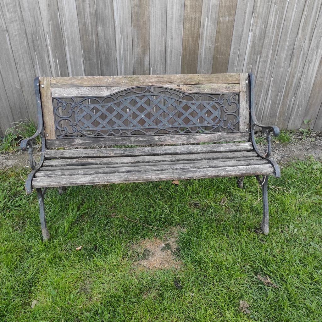 Tuinbank gietijzer, Tuin en Terras, Ophalen, Hout