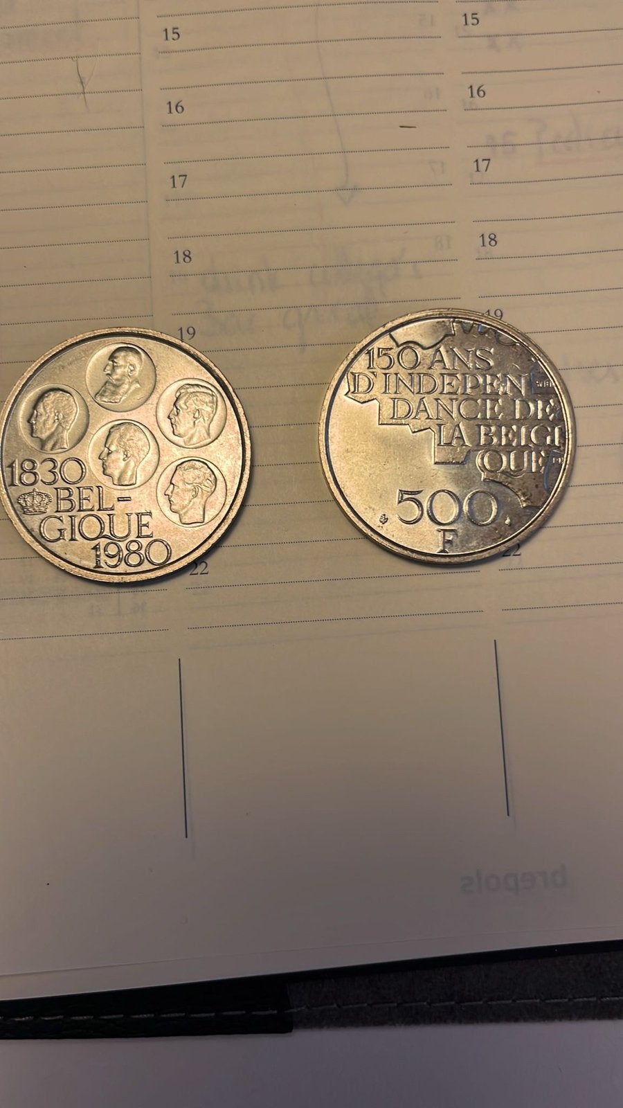 Herdenkingsmunt 500 franc 150j België 1980 zilver, Postzegels en Munten, Ophalen of Verzenden, Zilver
