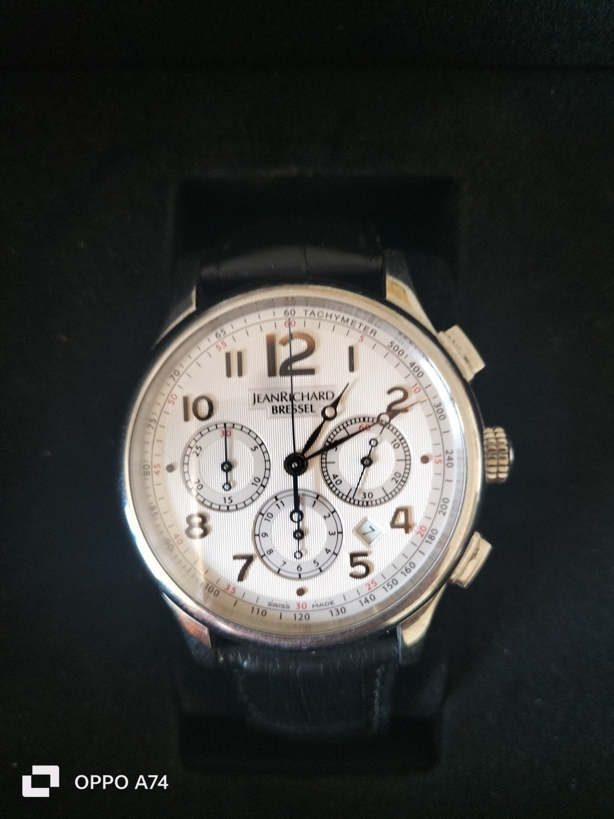 montre de luxe Automatique Jean-Richard, Enlèvement, Acier, Cuir