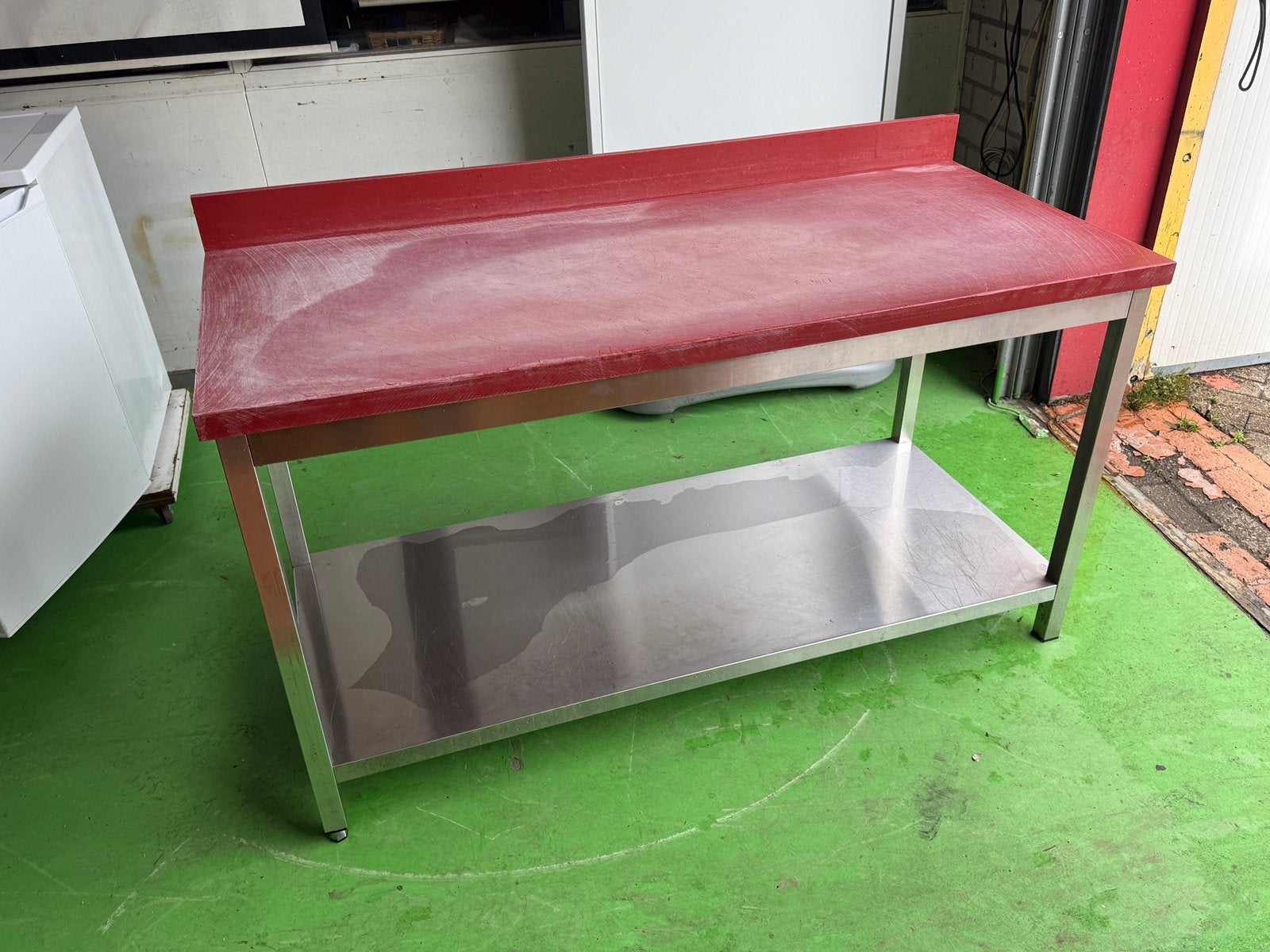 Slagerij horeca snijtafel onderblad inox rvs topstaat, Enlèvement, Comme neuf