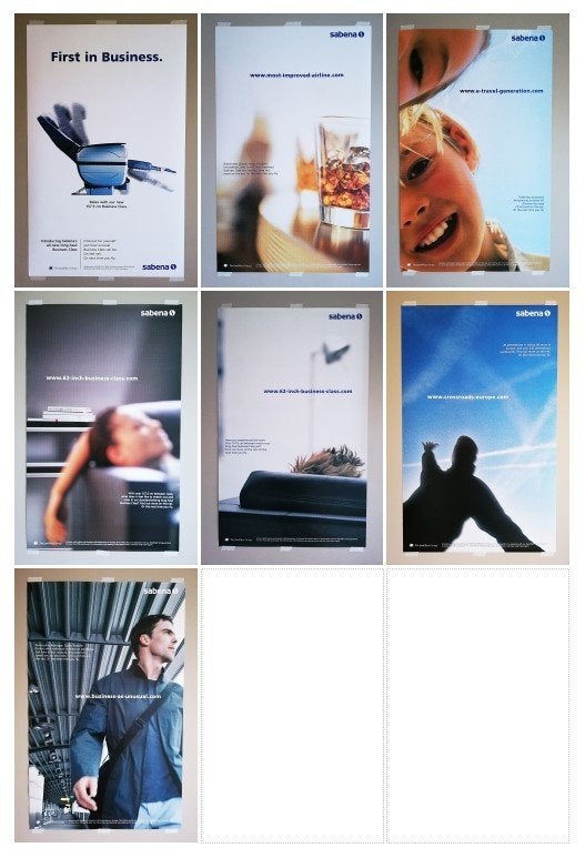 7 Originele Sabena Affiches Qualiflyer Group 90s 64x102cm, Ophalen of Verzenden, Nieuw