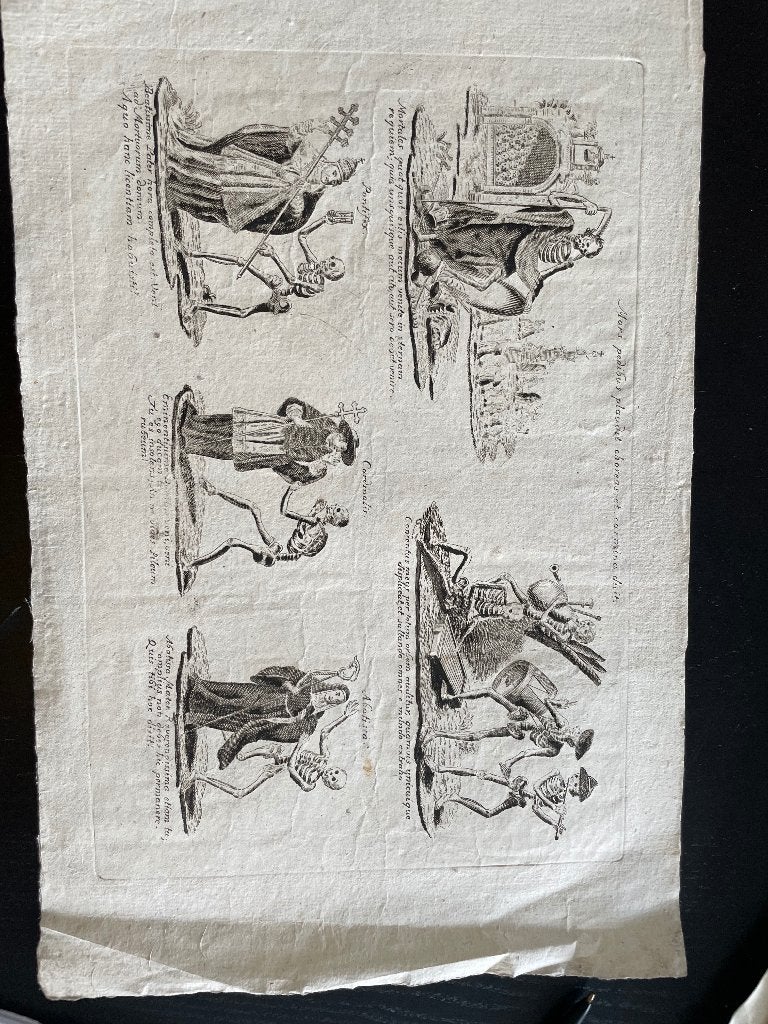 Gravures 18e E “dodendans”, 26 cm, Religion, Enlèvement ou Envoi, Gravure