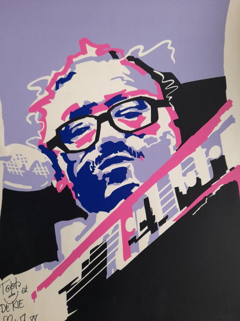 zeefdruk gehandtekend door van 1988Toots Thielemans, Sérigraphie, Enlèvement, Portraits et figures, Édition limitée