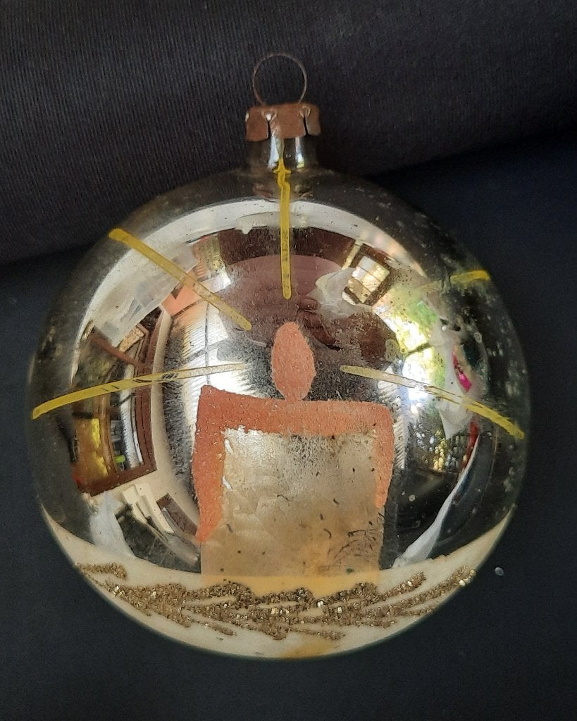 Vintage glazen kerstbal met kaarsmotief, Diversen, Ophalen of Verzenden