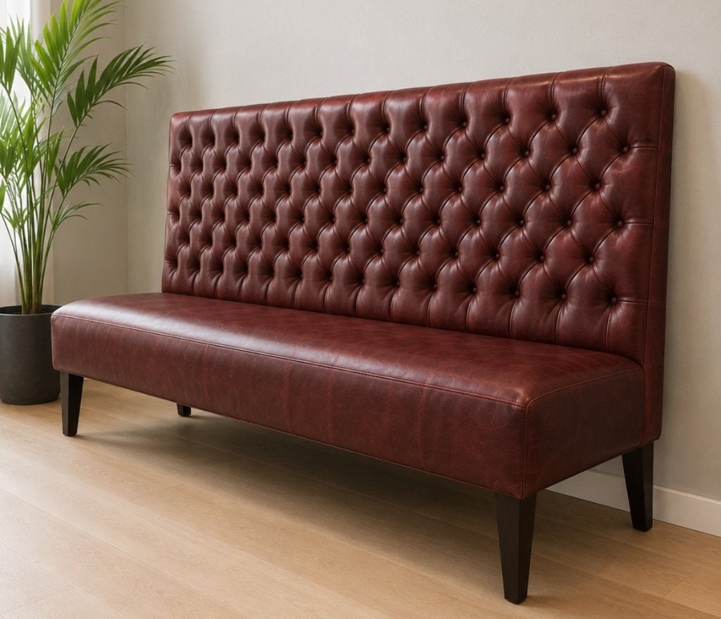 Banquette en cuir capitonné, Maison & Meubles, Canapés | Salons, Quatre personnes ou plus, Chesterfield, Banc droit, Enlèvement