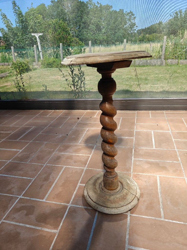 Bijzettafel in hout, Rond, 45 à 60 cm, Landelijk, Enlèvement