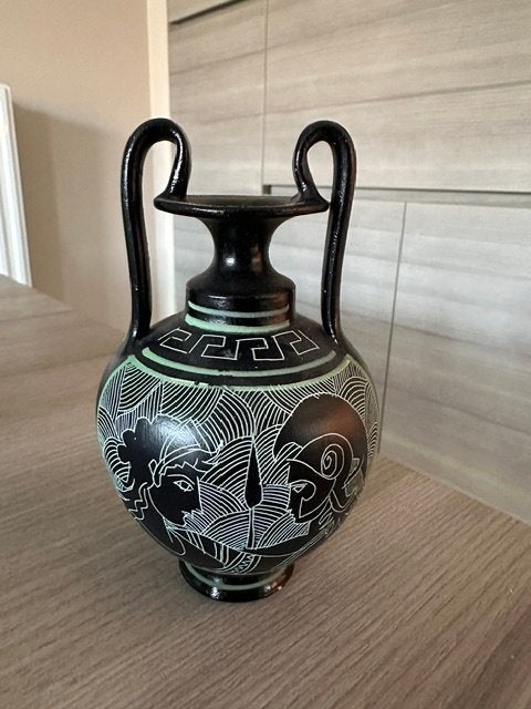 Griekse vaasje (nr2174a), Zwart, Aardewerk of Porselein, Ophalen of Verzenden, Zo goed als nieuw