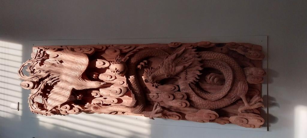 Imposant houtsnijwerk / muurdecoratie, Antiek en Kunst, Ophalen, Houtsnijwerk