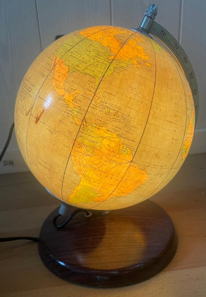 Vintage wereldbol in glas räth staatkundige globe retro, Ophalen of Verzenden