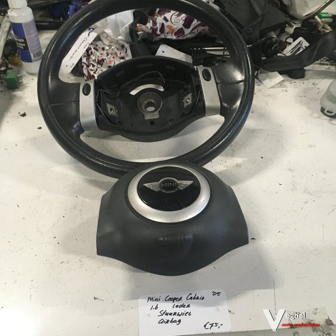 Mini Cooper Cabrio 2005 Lederen Stuurwiel met airbag, Auto-onderdelen, Gebruikt, -, -, Ophalen of Verzenden