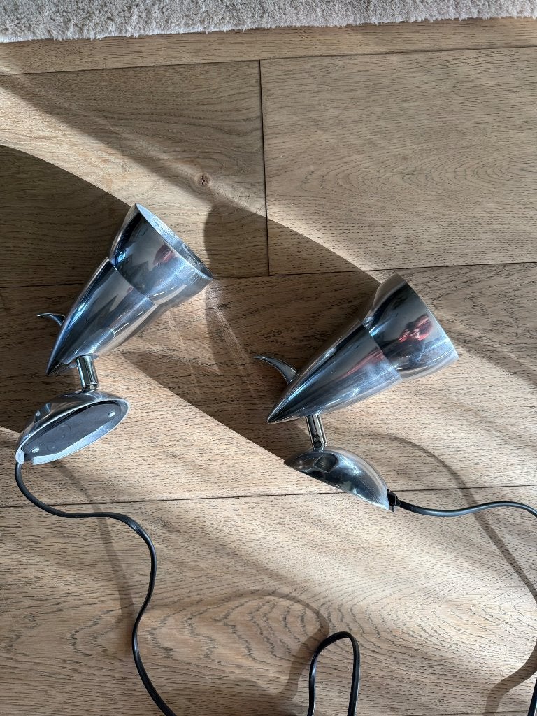 Vintage Chrome wal lampen Verner Panton / Ettore Sottsass, Spot mural, Réglable, Enlèvement, Autres matériaux