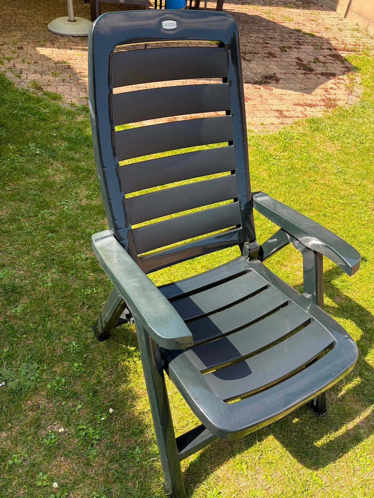 2 Jardin tuinstoelen, donkergroen, verstelbaar, inklapbaar, Tuin en Terras, Ophalen, Gebruikt, Kunststof, Inklapbaar