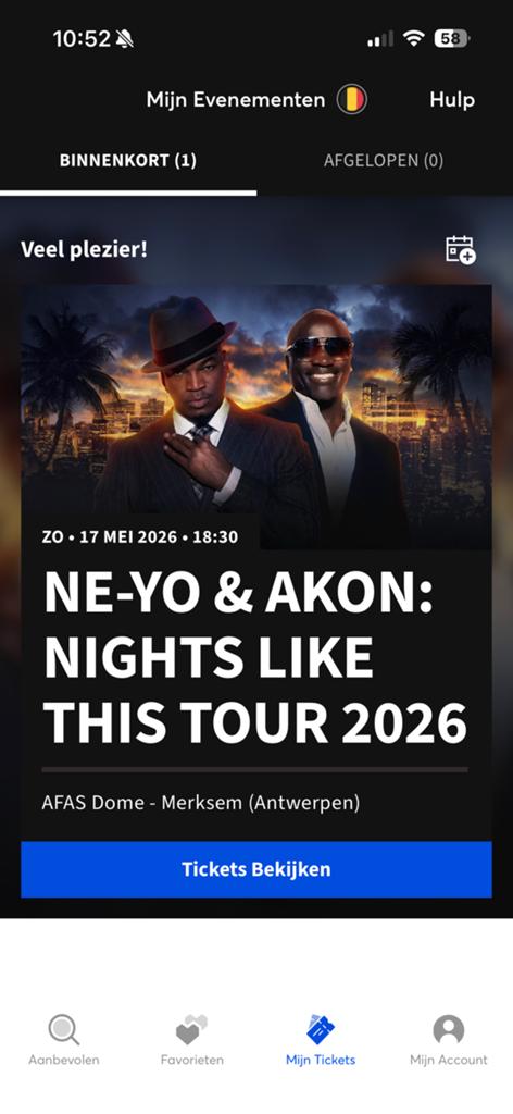 2 tickets akon & nyo Antwerpen, Deux personnes