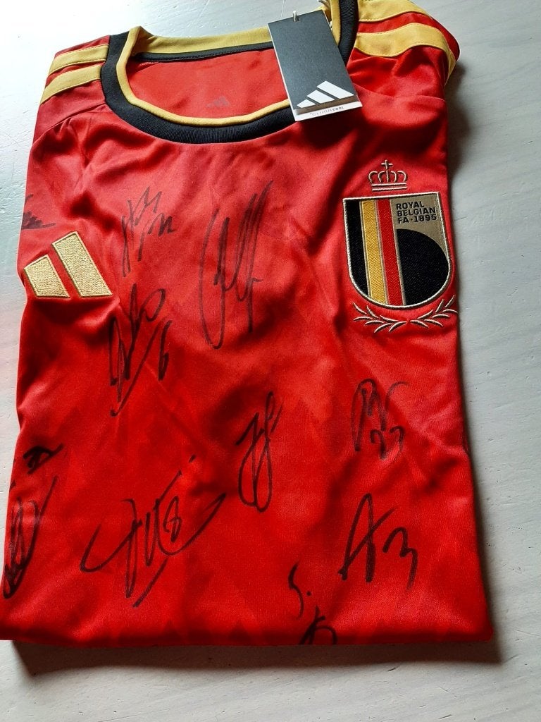 Gesigneerd  Rode Duivels voetbalshirt Adidas, Sport en Fitness, Voetbal, Maat L, Ophalen, Nieuw, Shirt
