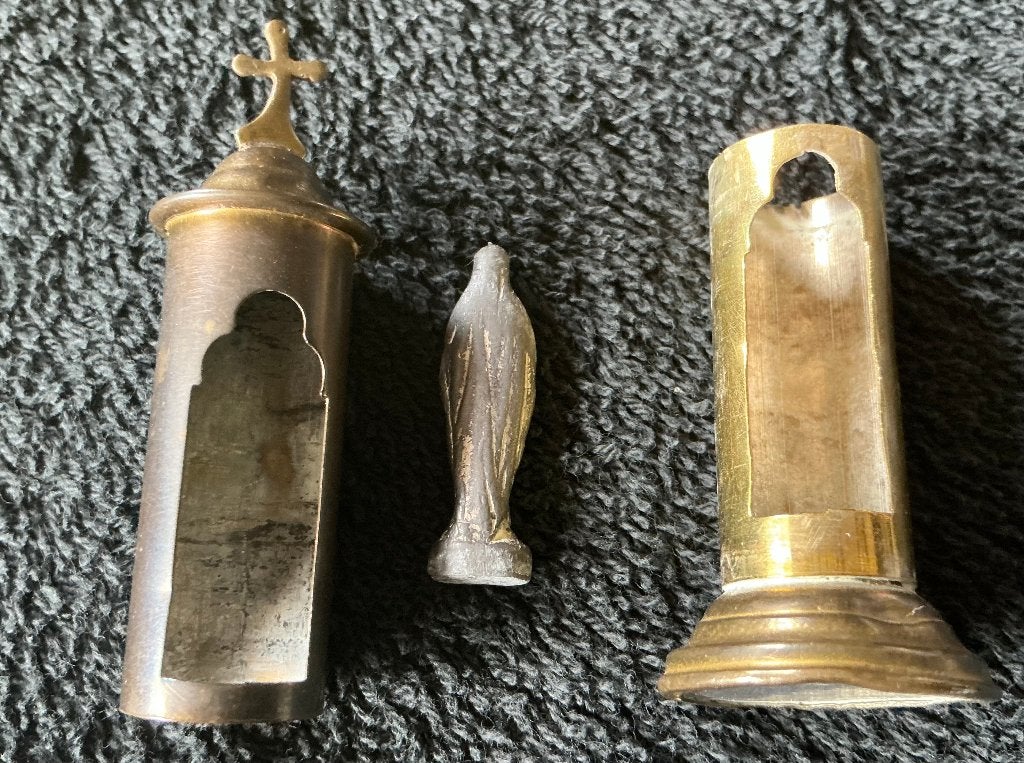 Relique de poche en laiton avec Vierge, Antiquités & Art, Enlèvement ou Envoi