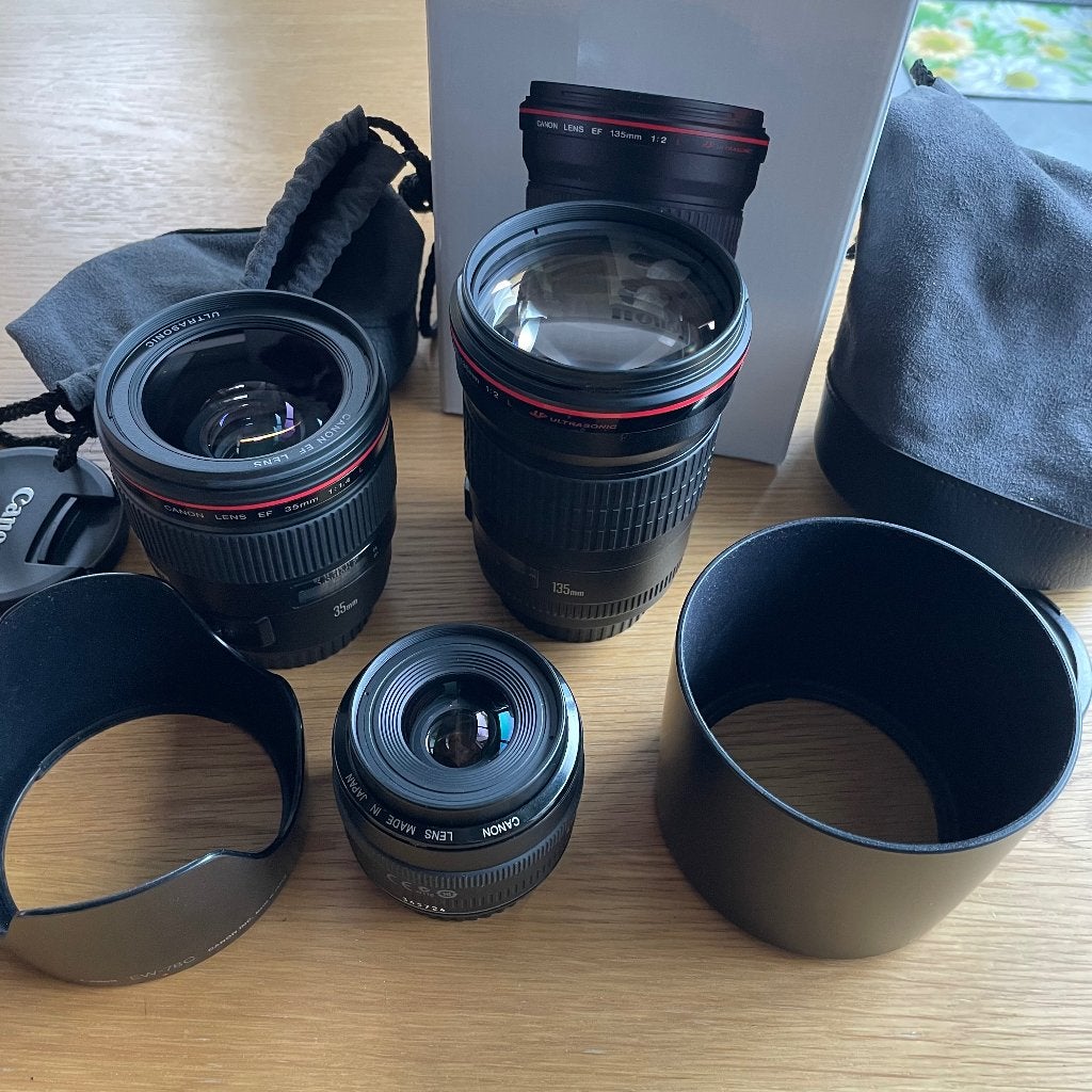 Canon EF lenses 35mm f1.4 & f2, 135mm f2, Audio, Tv en Foto, Foto | Lenzen en Objectieven, Ophalen, Canon, Canon EF