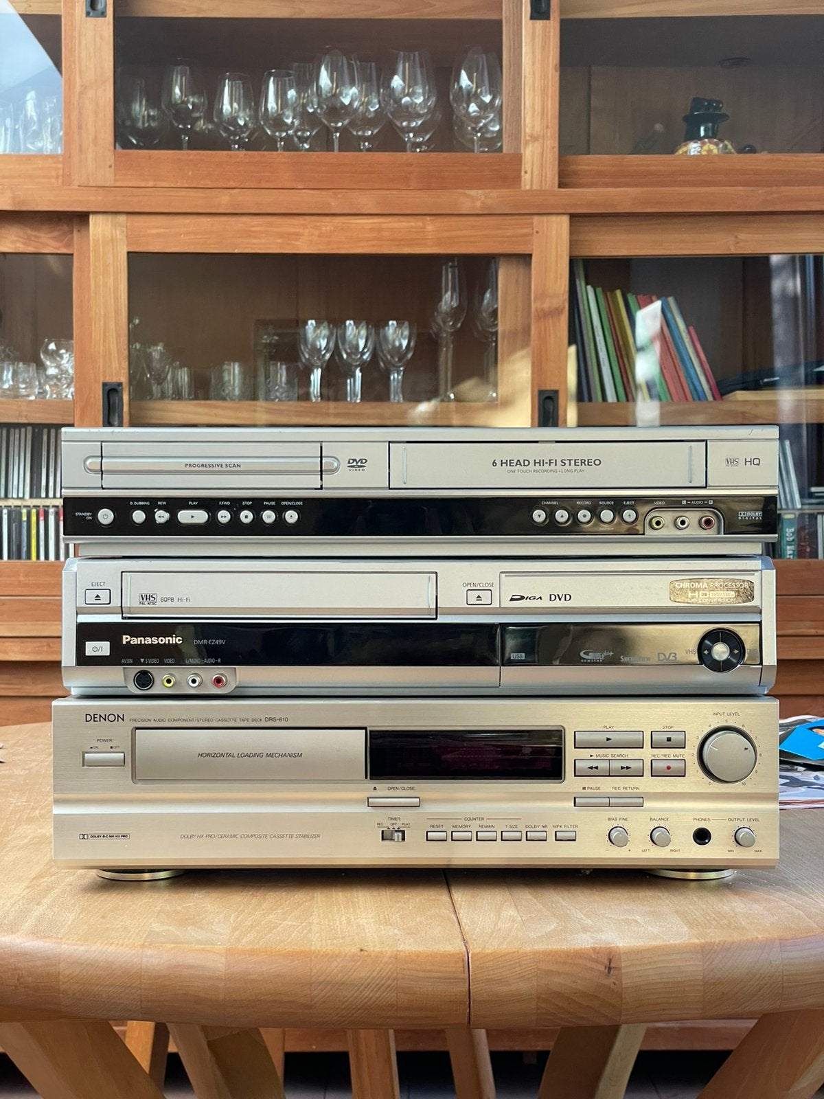 Philips Panasonic Denon Set van 3 DVD/VCR/VHS/Casette, Ophalen, Panasonic