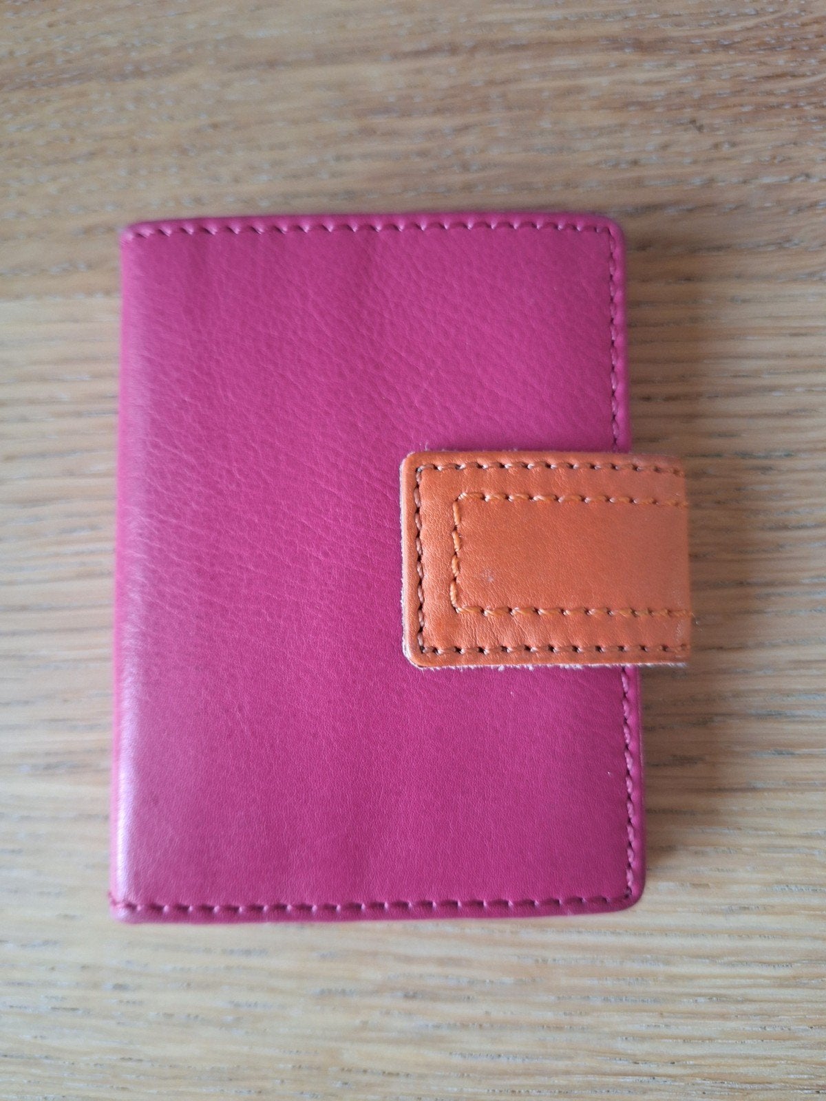 Porte-cartes en cuir rose et orange, Enlèvement ou Envoi, Comme neuf, Rose, Cuir