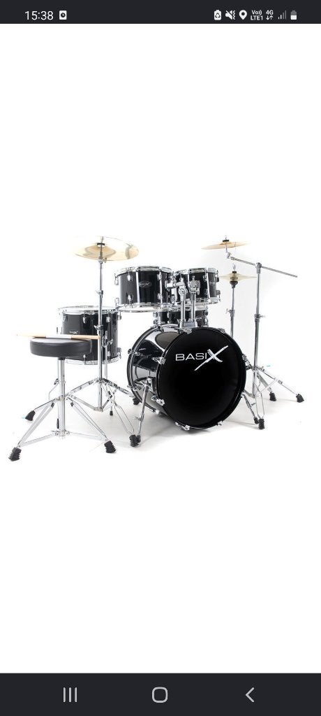Drumstel Basix + professionele cymbalen apart te koop, Musique & Instruments, Batteries & Percussions, Utilisé, Autres marques
