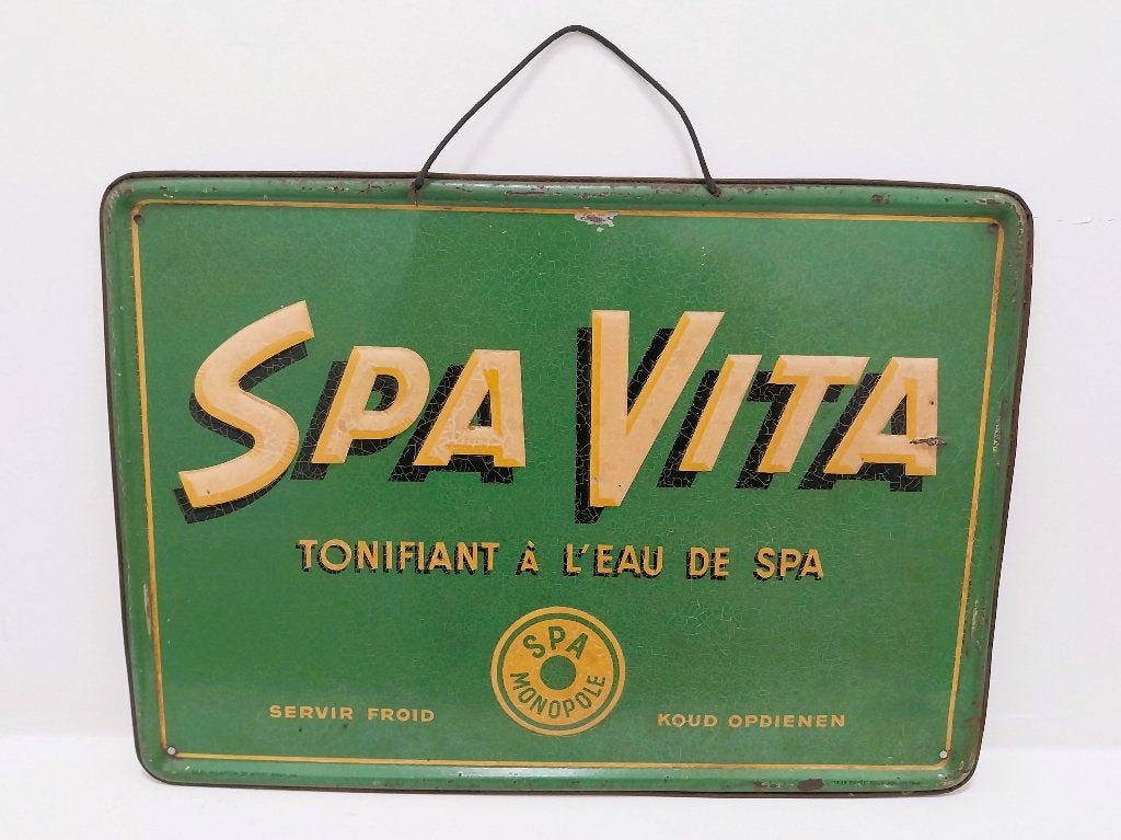 Blikken bord Spa Vita 1949 - Spa Monopole, Verzamelen, Merken en Reclamevoorwerpen, Ophalen of Verzenden, Reclamebord