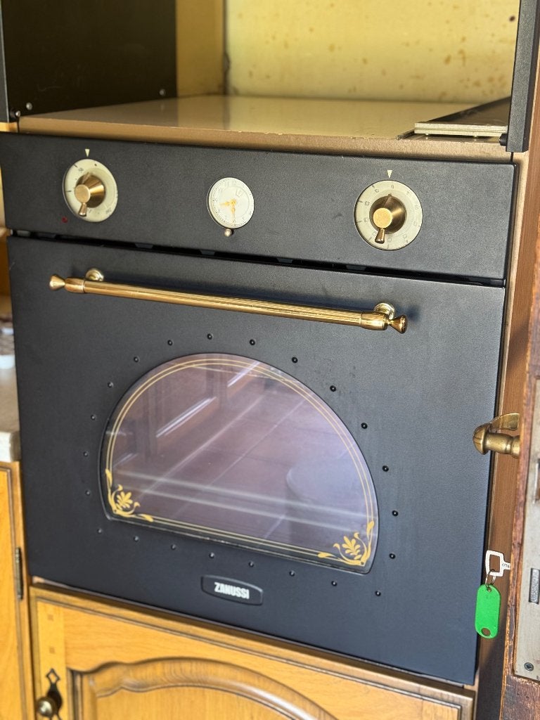 Four encastrable Zanussi rétro noir et laiton + 2 portes, Electroménager, Enlèvement, Utilisé, Air chaud, 45 à 60 cm