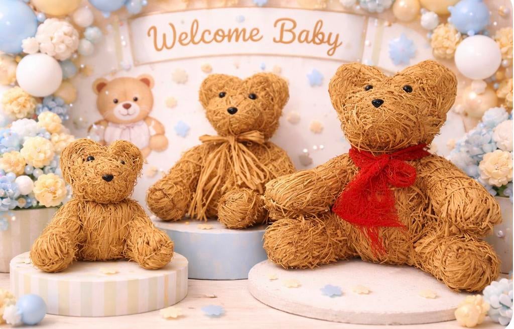 Trio d'Oursons Déco en Paille - Thème "Welcome Baby", Enlèvement, Comme neuf
