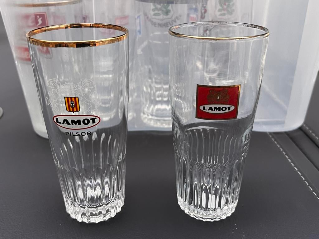 Bierglazen Lamot, Verzamelen, Ophalen, Gebruikt, Bierglas