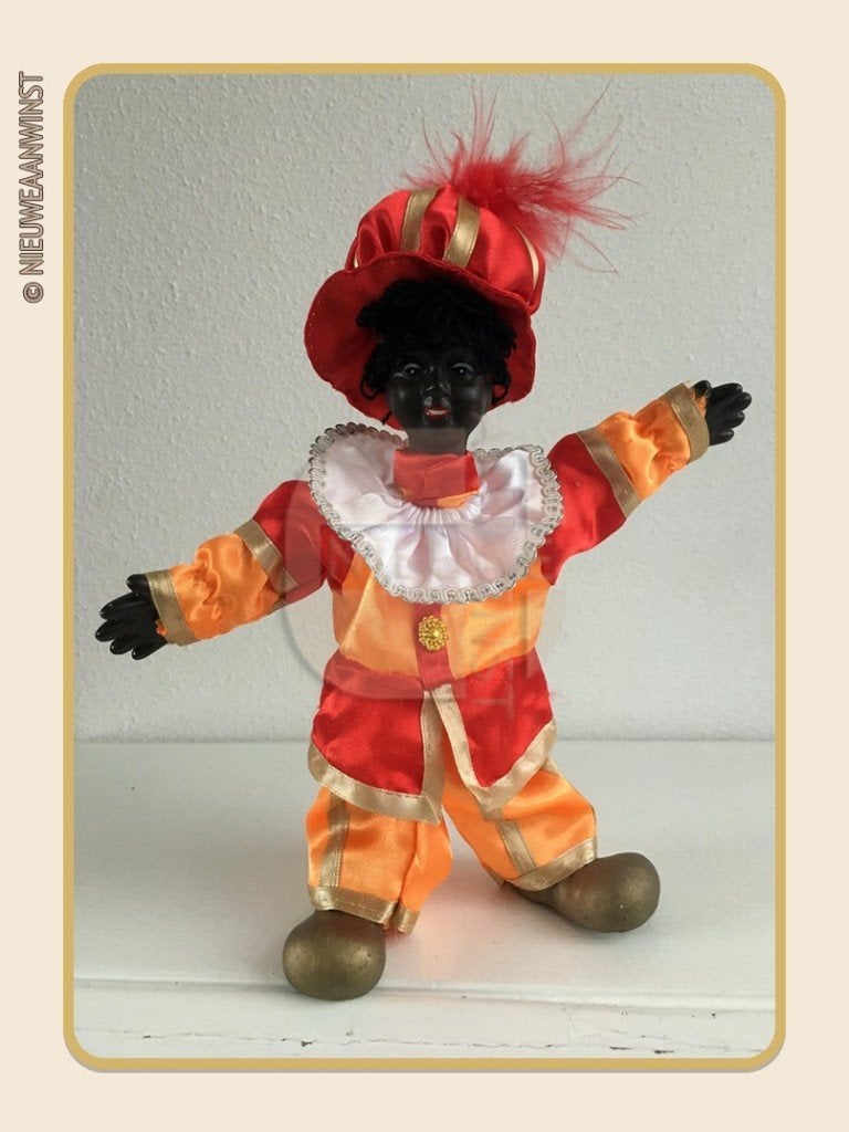 Nostalgische etalage Piet pop - oranje/rood/goud - 22cm, Verzenden, Gebruikt