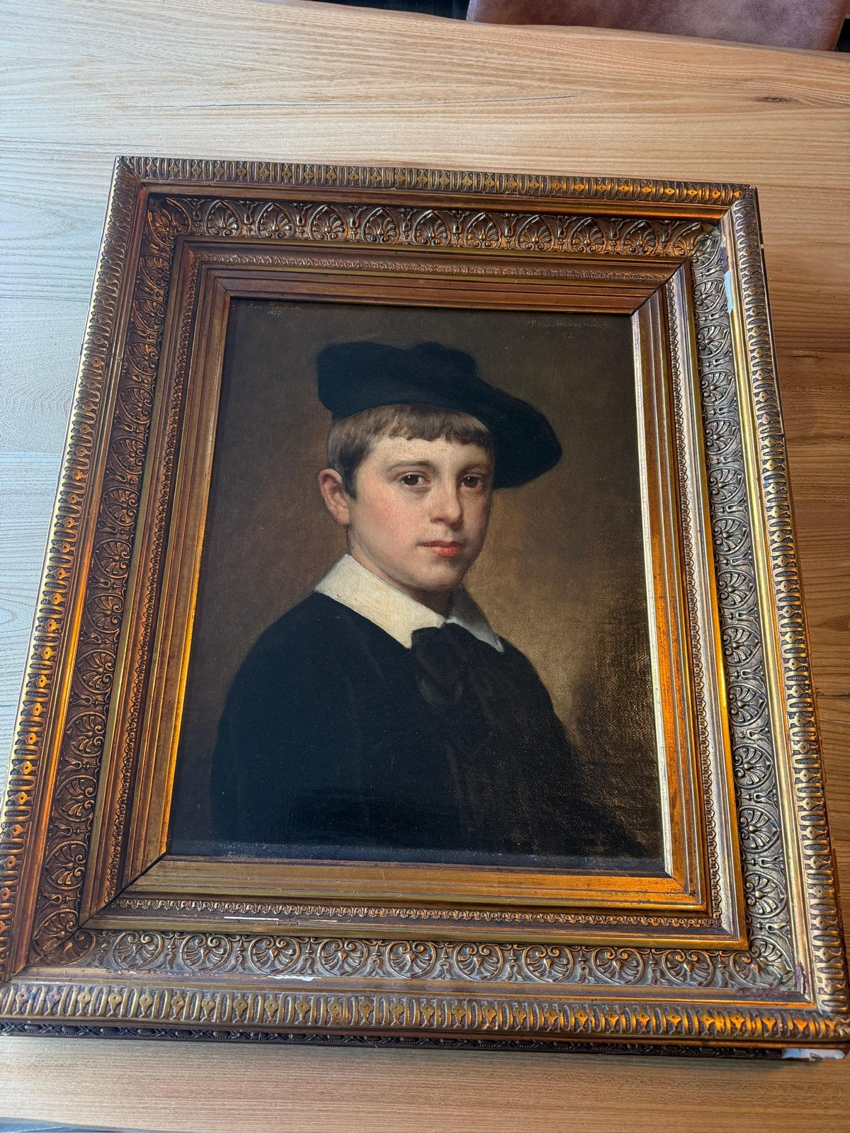 Prachtig 19e‑eeuws portret – originele lijst, Enlèvement, Peinture à l'huile