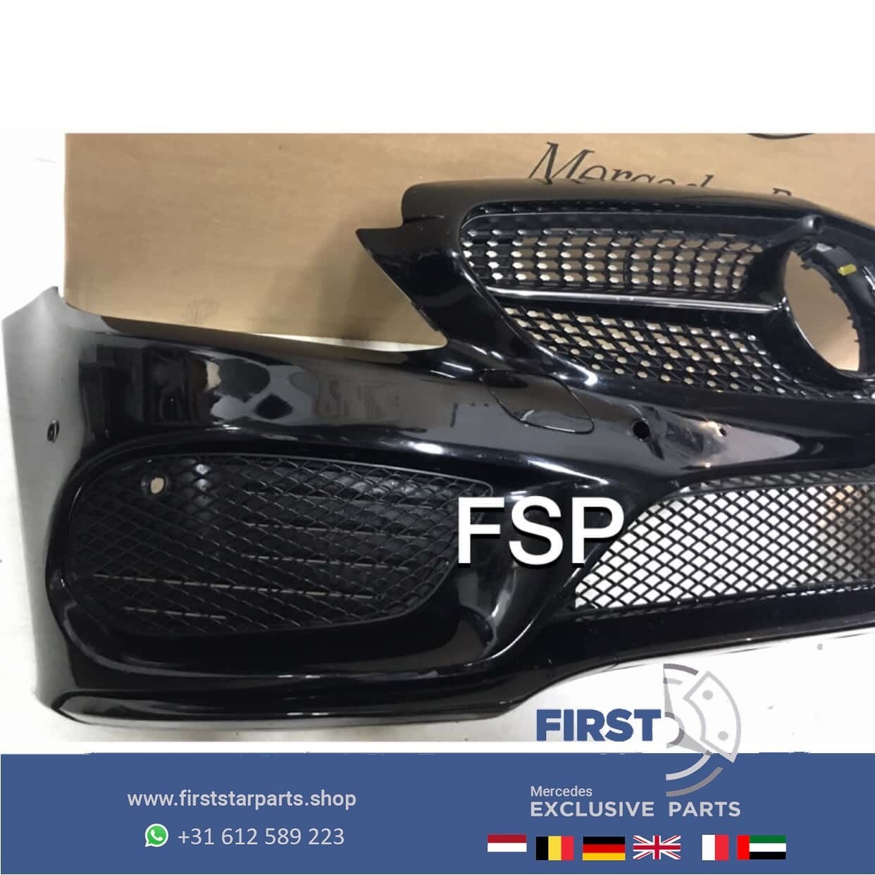 W205 C205 C43 AMG VOORBUMPER COMPLEET Mercedes C Klasse ZWAR, Gebruikt, -, Voor, Ophalen of Verzenden