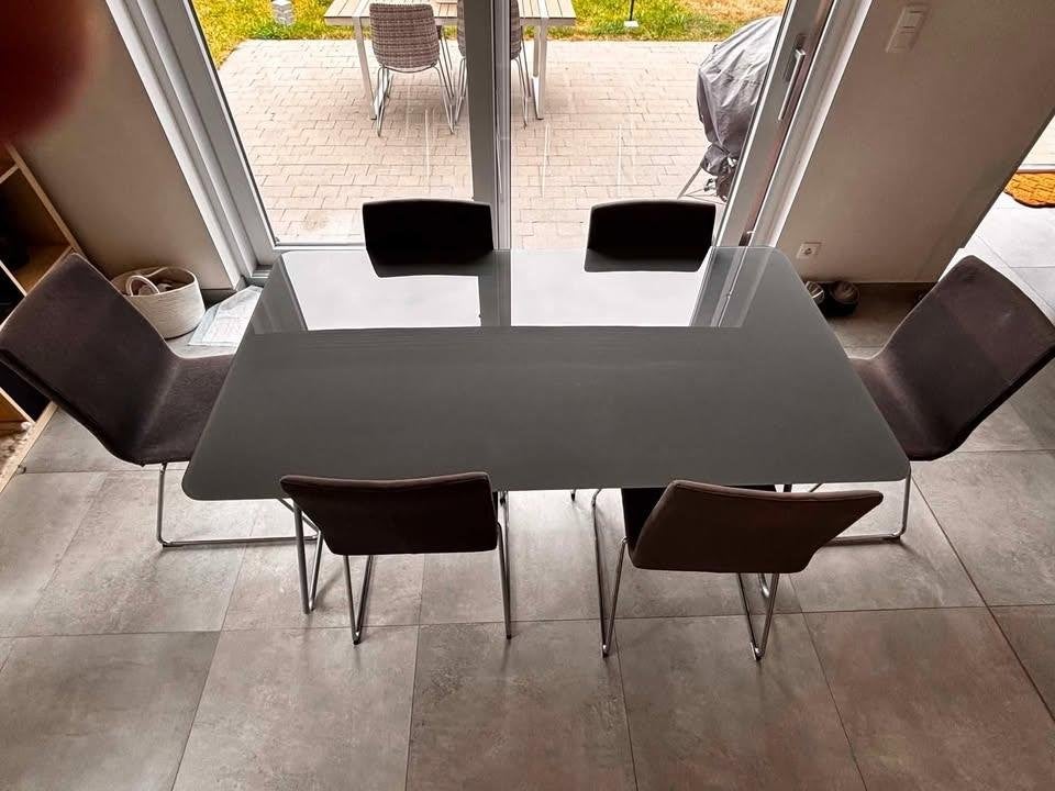 Table à manger en verre + chaises, 150 à 200 cm, Cinq personnes ou plus, Verre, Enlèvement