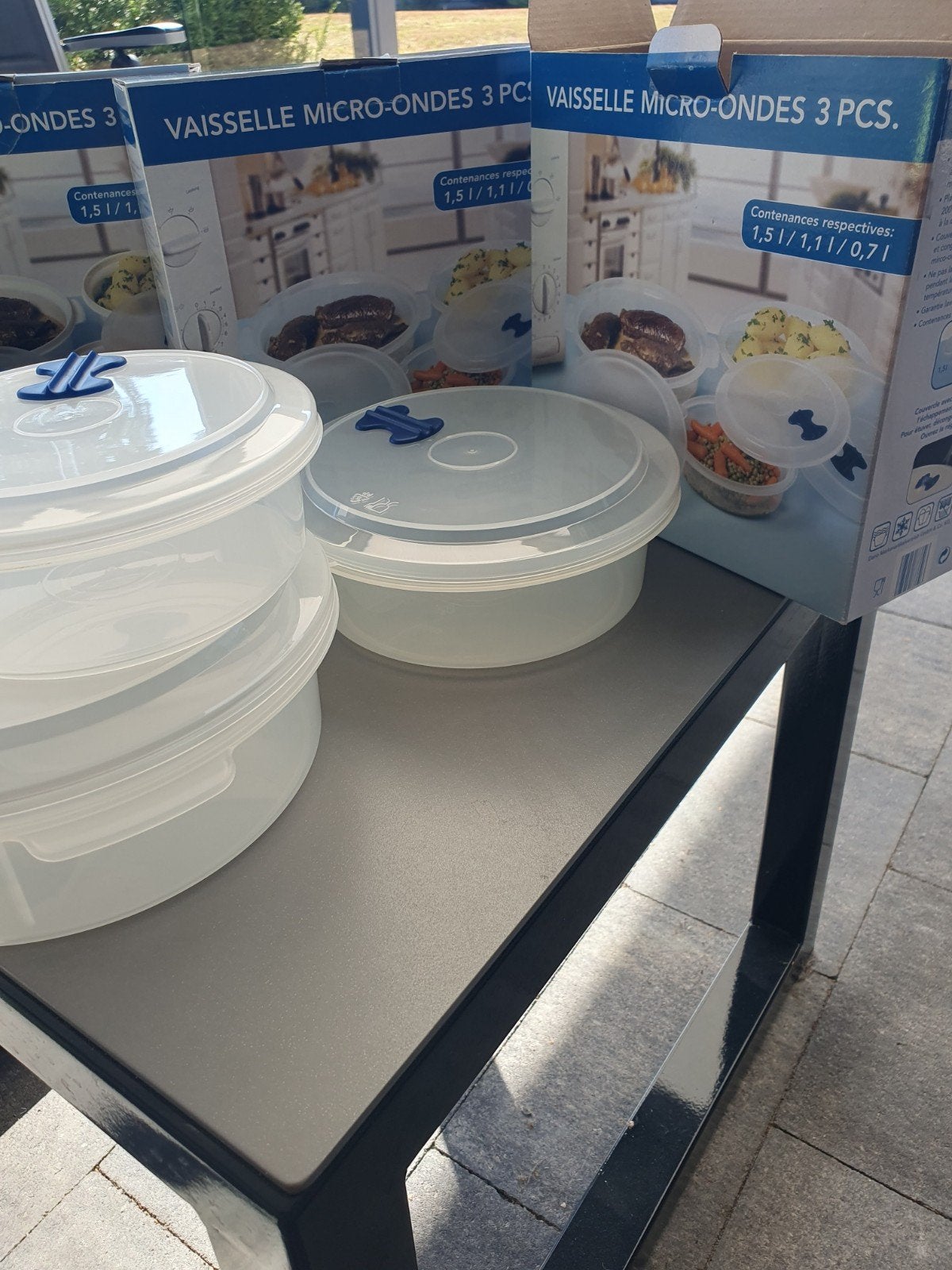 4 sets 3 delig microgolf ovenschalen. nieuw, Huis en Inrichting, Keuken | Potten en Pannen, Kunststof, Met deksel, Overige typen