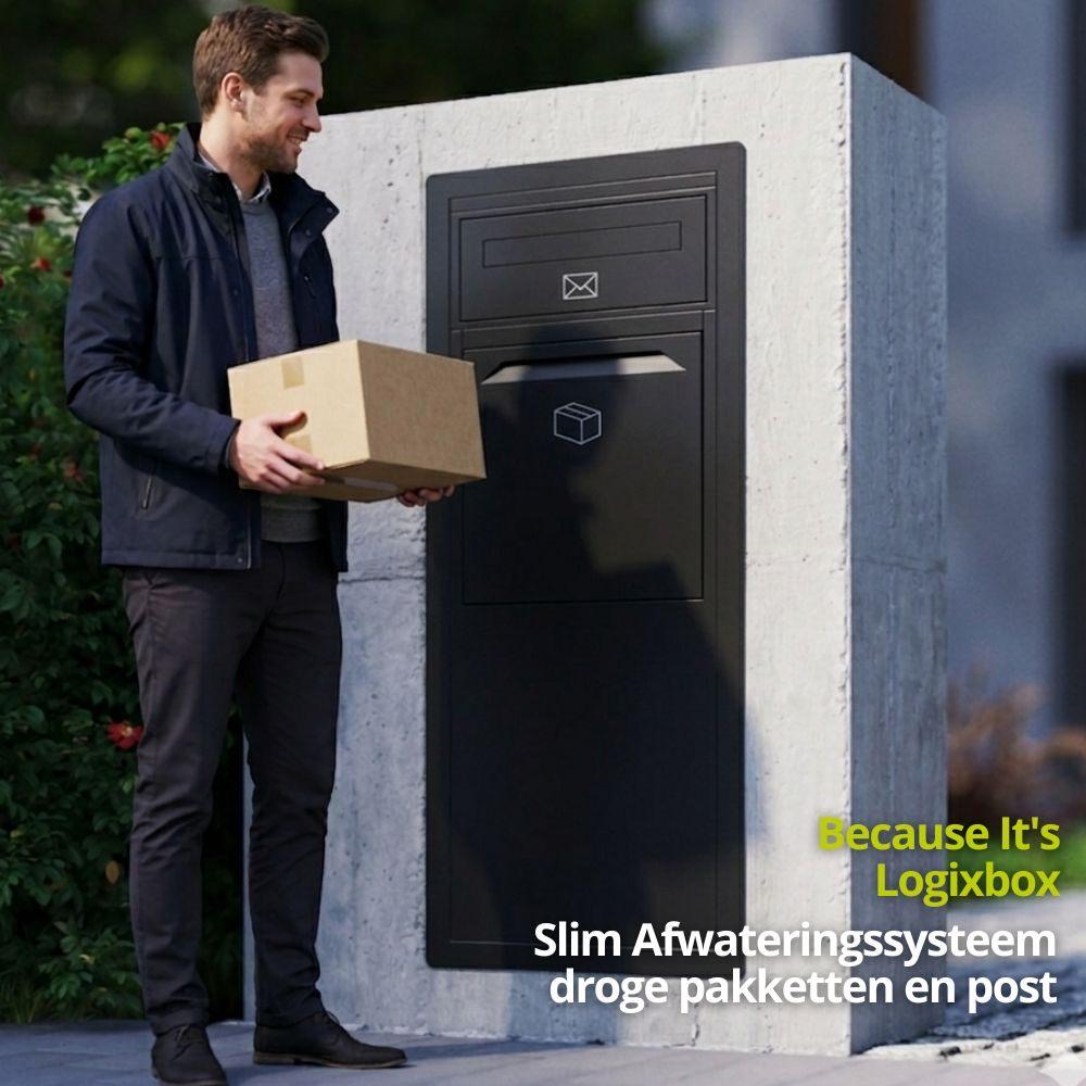 Logixbox - Pakketbrievenbus - Complete set - Inbouw -- ACTIE, Tuin en Terras, Brievenbussen, Nieuw, Staande brievenbus, Staal