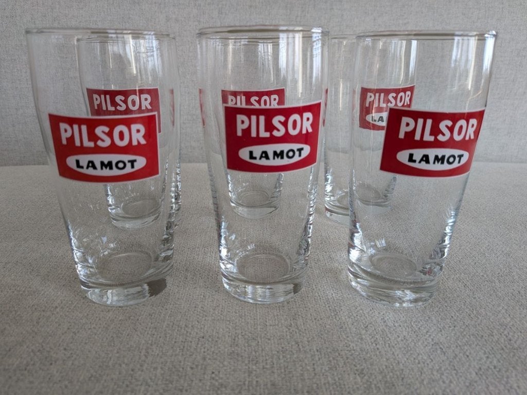 Verres à bière Pilsor Lamot vintage, Collections, Enlèvement ou Envoi, Comme neuf, Verre ou Verres