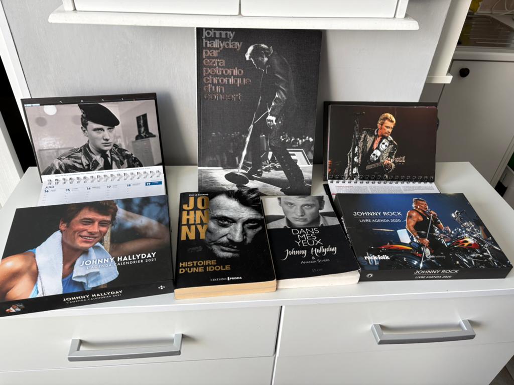 3 boeken en 2 boeken/dagboeken JOHNNY HALLYDAY, Boeken, Ophalen of Verzenden, Zo goed als nieuw