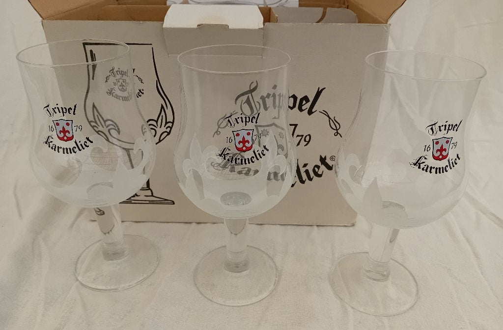 6 NIEUWE TRIPEL KARMELIET GLAZEN, Collections, Enlèvement, Neuf, Verre à bière