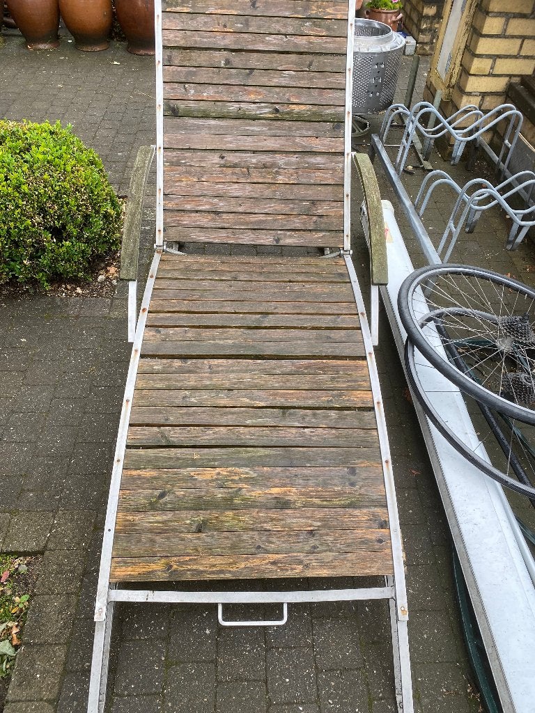ligzetel - inox hout, Jardin & Terrasse, Chaises longues, Enlèvement, Utilisé, Bois, Mobile
