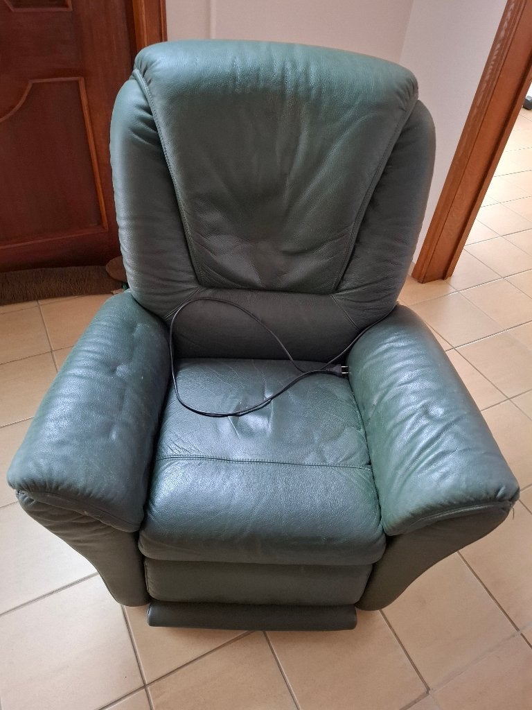 Lederen relax fauteuil Hukla, Maison & Meubles, Fauteuils, 75 à 100 cm, Enlèvement, Utilisé, Cuir
