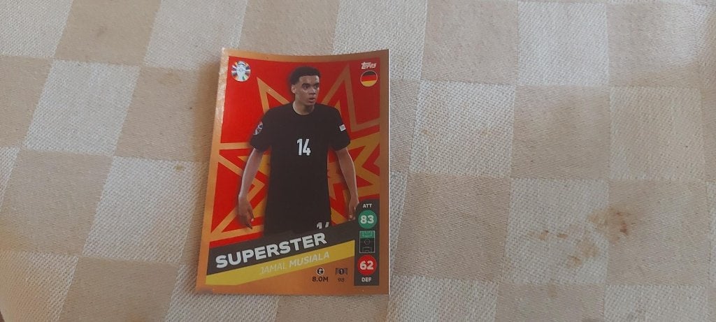 voetbal plaatje EK 2024 Jamal Musiala superster, Ophalen of Verzenden, Zo goed als nieuw, Plaatje