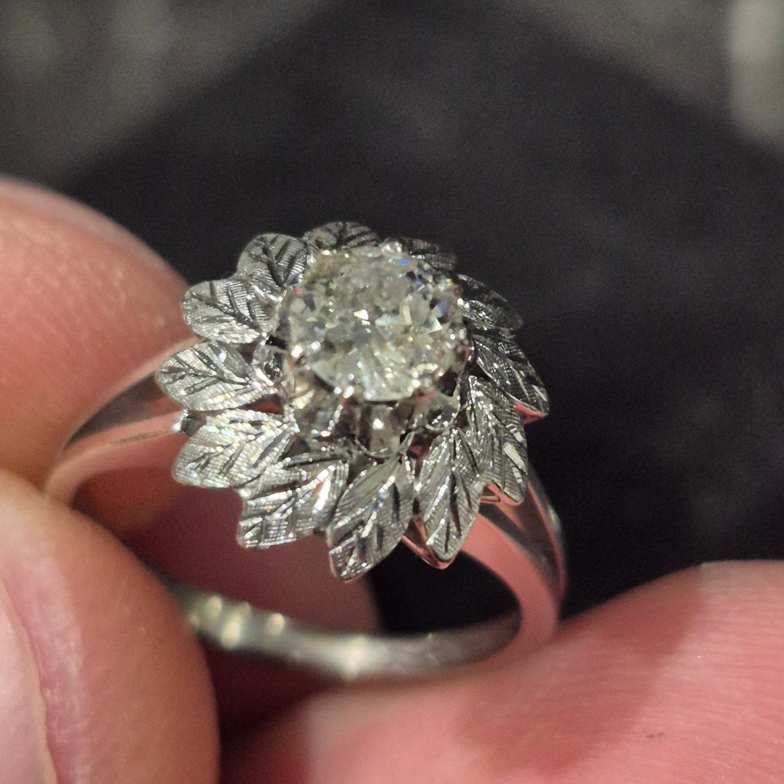 Diamant 18 karaat heel mooi witgoud ring, Ophalen, Wit, Zo goed als nieuw, 17 tot 18