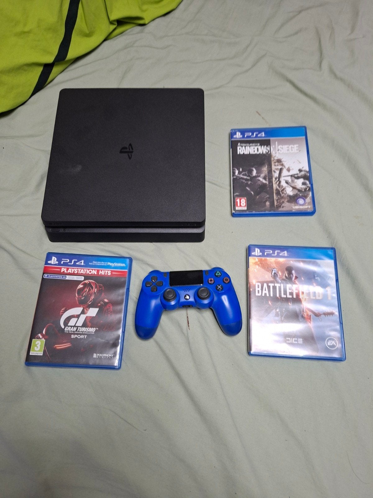 Ps4 slim met controller + 3 games, Games en Spelcomputers, Spelcomputers | Sony PlayStation 4, Ophalen, Met 1 controller, Slim